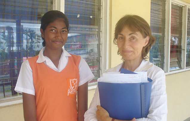 Fiji_04.jpg - 19 January 2011Fiji: Dr Amanda MacIntosh, the teacher of Transcendental Meditation who began the project two years ago, with one of her meditating students.
