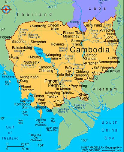 MAPCambodia.jpg - A long-standing peace initiative was started in 1978 by Maharishi Mahesh Yogi, out of his deep concern for the Cambodia. Some highlights are his Global Program to Create Heaven on Earth, carried out first by Australian and NZ experts practising Transcendental Meditation and the TM-Sidhi Programme in Vietnam during 1983. A global world peace project in Thailand hosting two hundred experts in coherence-creating marked the beginning of peace in neighbouring Cambodia when Vietnamese forces were able to help establish order in Cambodia.