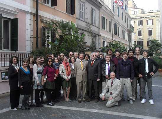 34MSAE.jpg - During a meeting with Chinese educators and interested families at a hotel, Dr Beall?s Skype phone rang with a call from the MSAE seniors in Italy. They spoke to the room about how they were enjoying tremendously their senior class trip and talked of being treated like royalty by Italian participants in Maharishi's programmes.