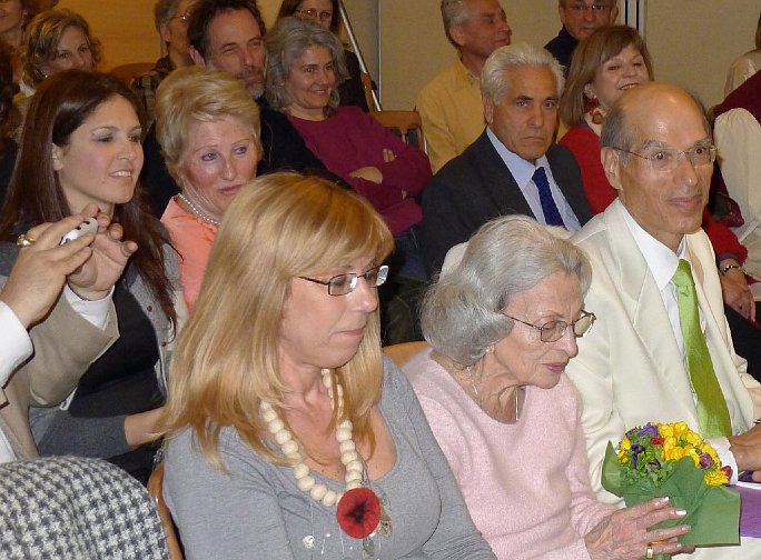 Greece-043.jpg - The first teacher of Transcendental Meditation in Greece, pictured in the centre with local practitioners of Transcendental Meditation, holds a bouquet presented to her by Dr Morris on this occasion of her birthday.