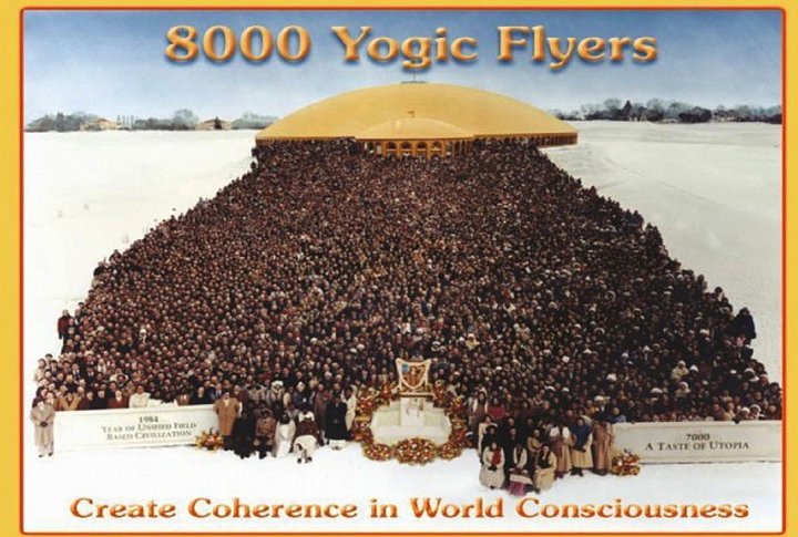 21_Bevan.jpg - Through the window of science Maharishi saw the Dawn of the Age of Enlightenment. In the winter of 1983 he decided to test the validity of the extended Maharishi Effect in a massive experiment. Nearly 8000 practitioners of advanced technologies of consciousness came together in Fairfield, IA, USA to practise in unison.