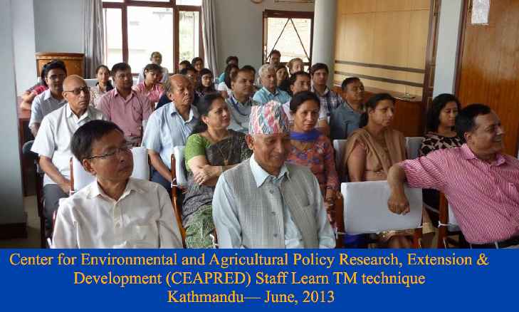 049.jpg - This group of staff members at the Center for Environmental and Agricultural Policy Research, Extension ad Development (CEAPRED), one of the leading non-governmental organizaitons (NGO) in Nepal, learned Transcendental Meditation.