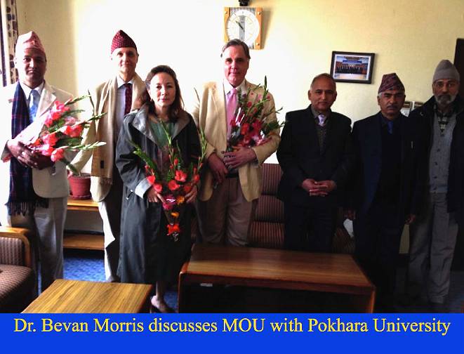 004.jpg - Dr Morris with a delegation of experts and administrators on Maharishi Mahesh Yogi?s programmes met with the rector (president) of Pokhara University. From this meeting discussions ensued to explore the possibility of a relationship between Pokhara University and Maharishi University of Management.