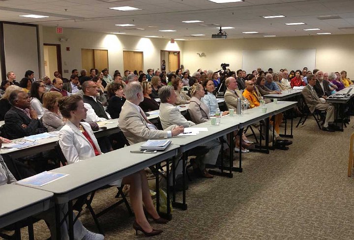 B02.jpg - The lecture, held at the Center for Indic Studies at the University of Massachusetts attracted over 150 people, many of them academics.