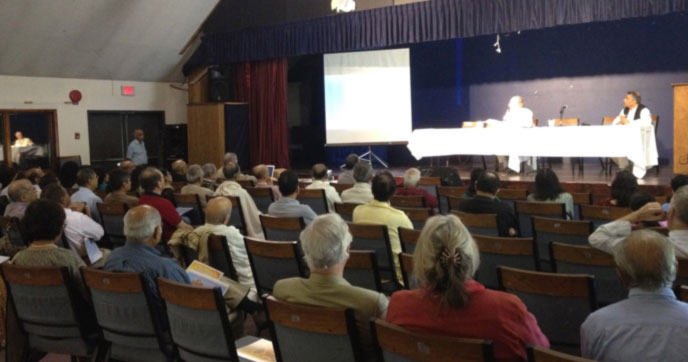 NYC.jpg - At this venue in New York City an audience of seventy, mainly Indo-Americans, listened intently as Dr Nader explained the concepts of  ?A New Paradigm: Veda, Consciousness, the Ramayan, and the Self?.