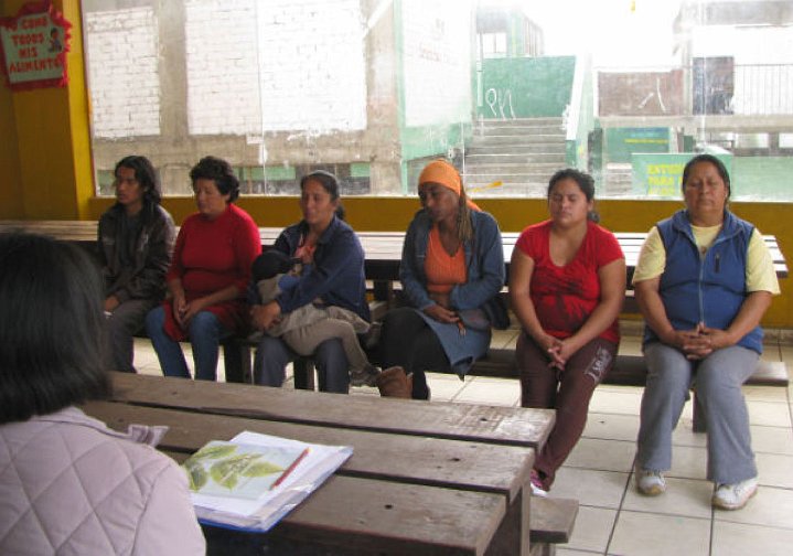 25_Peru.jpg - A group of tutors at Comunidad de Ninos enjoy meditating together. All the teachers, staff and students have expressed appreciation of the benefits unfolding in their lives from practicing Transcendental Meditation.