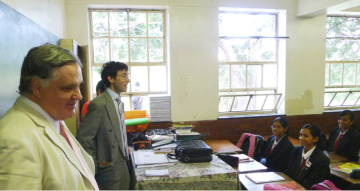 SAfrica3.jpg - Dr Morris and Dr Taddy Blecher, director of Consciousness-Based Education programmes in the South Africa, addressed students in many different classrooms and enjoyed lively discussions with them.
