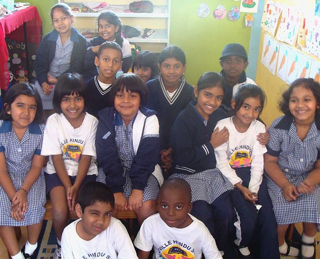 DurbanCBE.jpg - Young class members at the school for Consciousness-Based Education in Durban, South Africa during Dr Bevan Morris' visit.