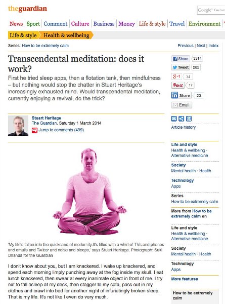 09_uk.jpg - British journalist Stuart Heritage reported on going from a state of exhaustion to feeling much less tired soon after starting Transcendental Mediation. He appreciated the his more orderly thinking and the peace of mind during the practice, calling it 'an almost embarrassingly luxurious thing to do'.